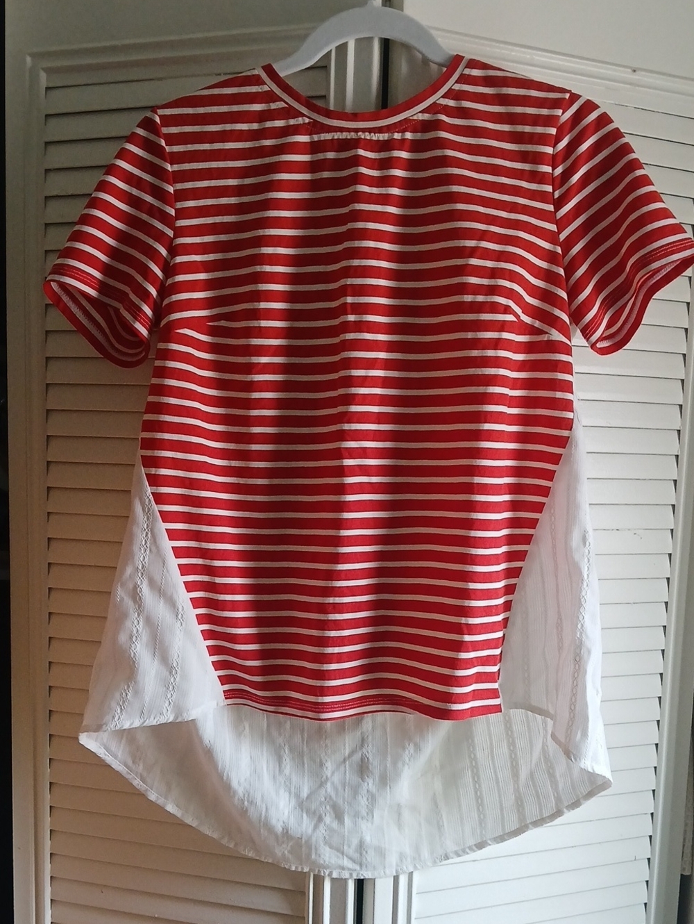 English Factory Red & White Striped Short Sleeve Tee with White Back Panels